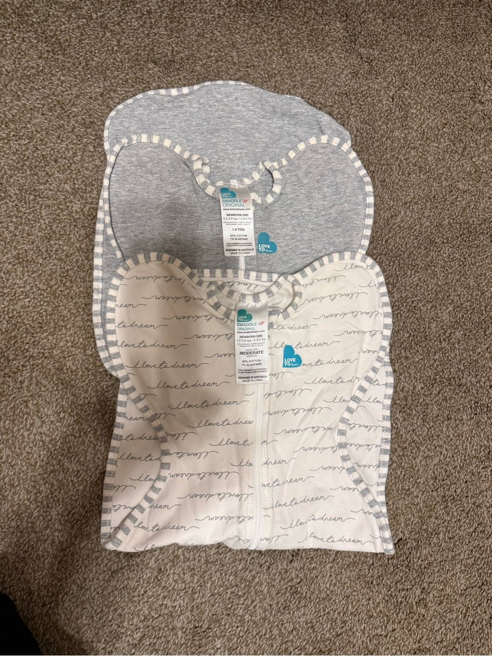 Love to Dream Two-Pack Swaddle Set - Heather Gray & Cream Script